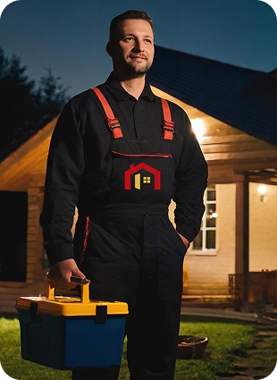  Працівник компанії Вікно PROF, який тримає в руках коробку з інструментами. 